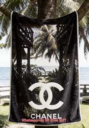 Chanel Tropical Beach View Flannel Throw Blanket IMG_6687
